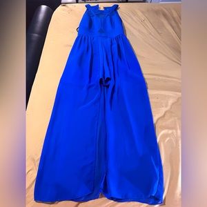 Royal blue form  romper dress (romper with a flowy dress cover) (worn once)